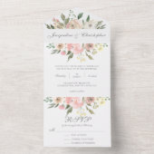 Elegant Blush Pink Floral Spring Garden Wedding All In One Uitnodiging (Binnen)