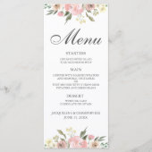 Elegant Blush Pink Floral Spring Weddenschap Dinne Menu (Voorkant)