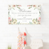 Elegant Blush Pink Floral Spring Weddenschap Welko Spandoek (Insitu)