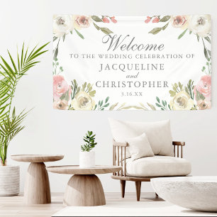 Elegant Blush Pink Floral Spring Weddenschap Welko Spandoek
