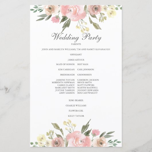 Elegant Blush Pink Floral Spring Wedding Programme (Achterkant)