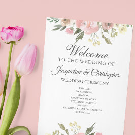 Elegant Blush Pink Floral Spring Wedding Programme