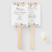 Elegant Blush Pink Floral Spring Wedding Programme Handwaaier (Voorkant en achterkant)