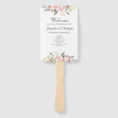 Elegant Blush Pink Floral Spring Wedding Programme Handwaaier (Voorkant)