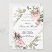 Elegant Blush Pink Floral Sweet 16 Kaart (Voorkant)