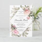 Elegant Blush Pink Floral Sweet 16 Kaart (Staand voorkant)