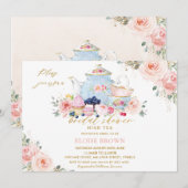 Elegant Blush Pink Floral Tea Party Vrijgezellenfe Kaart (Voorkant / Achterkant)
