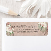 Elegant Blush Pink Floral Tropical Foliage Weddens Etiket (Insitu)