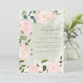 Elegant Blush Pink Floral Verloving Kaart (Staand voorkant)