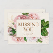 Elegant Blush Pink  Floral Vermist je Briefkaart (Voorkant / Achterkant)