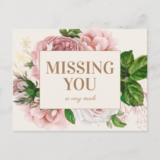Elegant Blush Pink  Floral Vermist je Briefkaart (Voorkant)