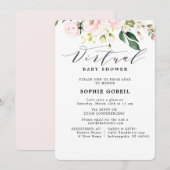 Elegant Blush Pink Floral VIRTUEEL Baby shower Kaart (Voorkant / Achterkant)