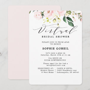 Elegant Blush Pink Floral VIRTUEEL Vrijgezellenfee Kaart