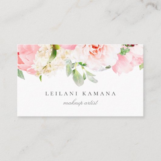 Elegant Blush Pink Floral Visitekaartje (Voorkant)