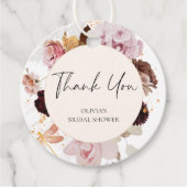 Elegant Blush Pink Floral Vrijgezellenfeest Dank u Bedankjes Labels (Voorkant)