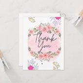 Elegant Blush Pink Floral Vrijgezellenfeest Dank u Kaart (Voorkant / Achterkant in situ)