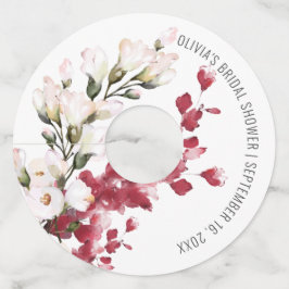 Elegant Blush Pink Floral Vrijgezellenfeest Favor  Wijnglaslabel