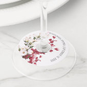 Elegant Blush Pink Floral Vrijgezellenfeest Favor  Wijnglaslabel (Dichtbij)