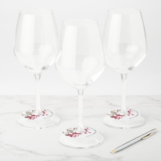 Elegant Blush Pink Floral Vrijgezellenfeest Favor  Wijnglaslabel (Set)