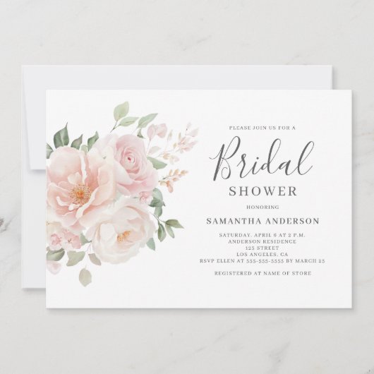 Elegant Blush Pink Floral Vrijgezellenfeest Kaart (Voorkant)