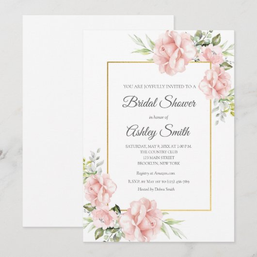 Elegant Blush Pink Floral Vrijgezellenfeest Kaart (Voorkant / Achterkant)