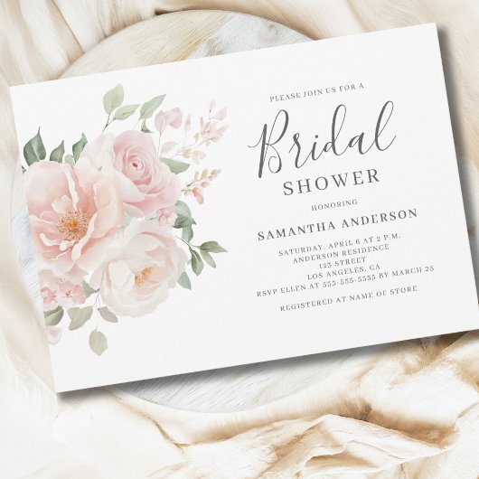 Elegant Blush Pink Floral Vrijgezellenfeest Kaart