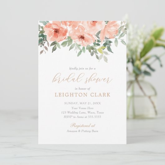 Elegant Blush Pink Floral Vrijgezellenfeest Kaart (Staand voorkant)
