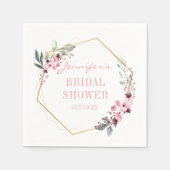 Elegant Blush Pink Floral Vrijgezellenfeest Napkin Servet (Voorkant)