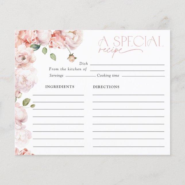 Elegant Blush Pink Floral Vrijgezellenfeest Recipe (Voorkant)