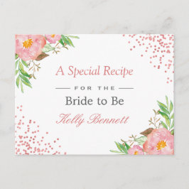 Elegant Blush Pink Floral Vrijgezellenfeest Recipe Briefkaart