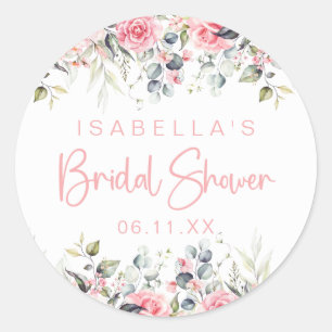 Elegant Blush Pink Floral Vrijgezellenfeest Ronde Sticker