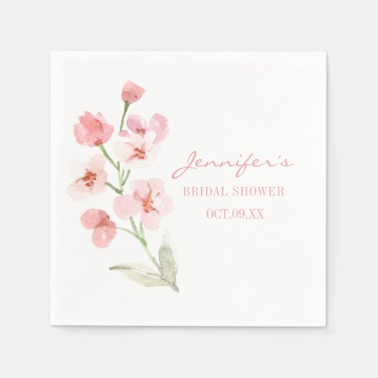 Elegant Blush Pink Floral Vrijgezellenfeest Servet (Voorkant)