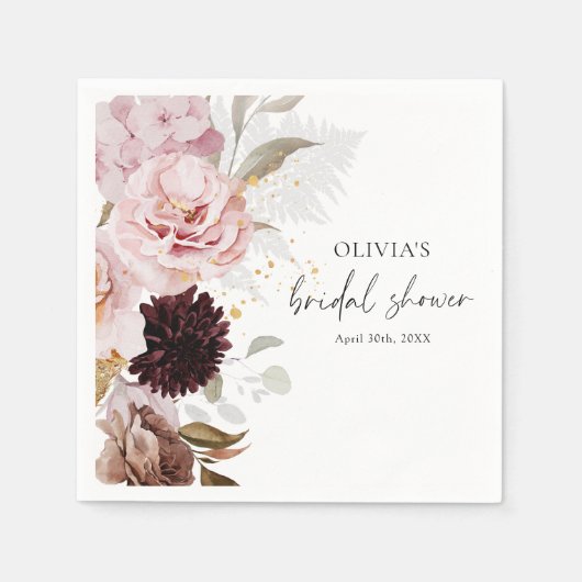 Elegant Blush Pink Floral Vrijgezellenfeest Servet (Voorkant)