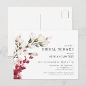 Elegant Blush Pink Floral Vrijgezellenfeest Uitnodiging Briefkaart (Voorkant / Achterkant)