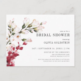 Elegant Blush Pink Floral Vrijgezellenfeest Uitnodiging Briefkaart