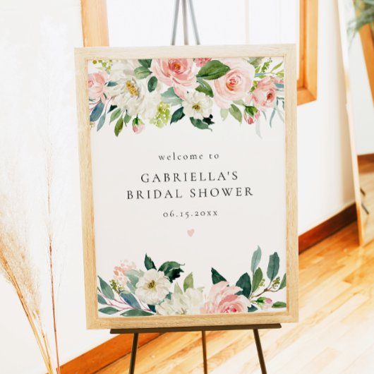 Elegant Blush Pink Floral Vrijgezellenfeest Welkom Poster