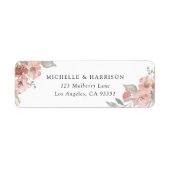 Elegant Blush Pink Floral Waterverf Adres Etiket (Voorkant)
