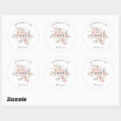 Elegant Blush Pink Floral Waterverf Dank u Ronde Sticker (Vel)