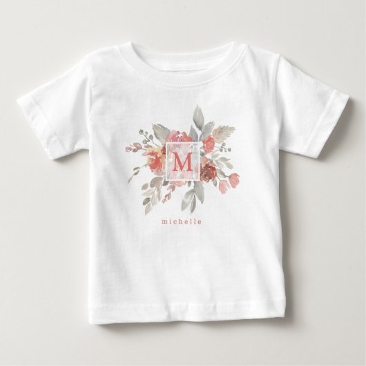 Elegant Blush Pink Floral Waterverf Monogram (Voorkant)
