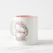 Elegant Blush Pink Floral Waterverf Monogram Naam Tweekleurige Koffiemok (Voorkant links)