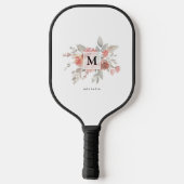 Elegant Blush Pink Floral Waterverf Monogram Pickleball Paddle (Achterkant)