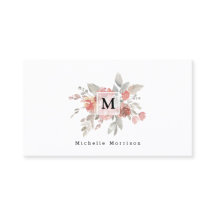 Elegant Blush Pink Floral Waterverf Monogram
