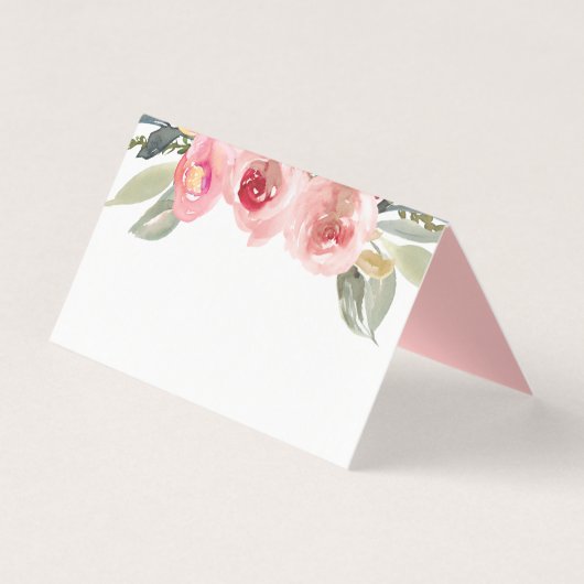 Elegant Blush Pink Floral Waterverf Place Card Kaart (Voorkant)