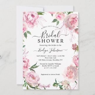 Elegant Blush Pink Floral Waterverf Vrijgezellenfe Kaart