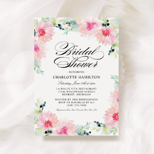 Elegant Blush Pink Floral Waterverf Vrijgezellenfe Kaart