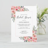 Elegant Blush Pink Floral Waterverf Vrijgezellenfe Kaart (Staand voorkant)