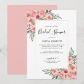 Elegant Blush Pink Floral Waterverf Vrijgezellenfe Kaart (Voorkant / Achterkant)