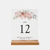 Elegant Blush Pink Floral Waterverf Wedding Acryl Bord (Voorkant)