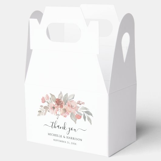 Elegant Blush Pink Floral Waterverf Wedding Bedankdoosjes (Geopend)