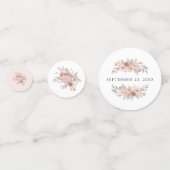 Elegant Blush Pink Floral Waterverf Wedding Confetti (Achterkanten)